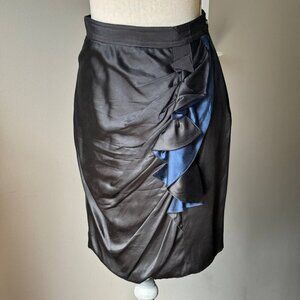 ELIE TAHARI Stretch Silk Black Ruffle Skirt - Size 6